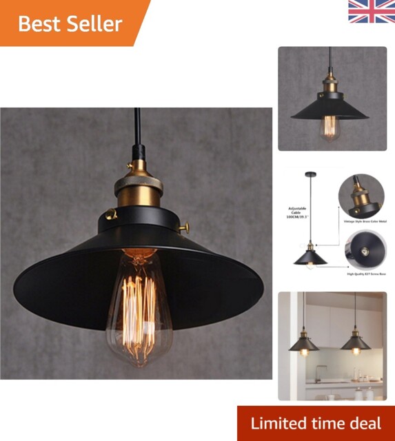 Vintage Industrial Retro Pendant Light Shade Black Ceiling Lamp For