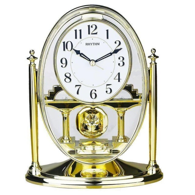 Mantel Clock Gold Acrylic Pendulum Elegant Retro Desk Mantel Home