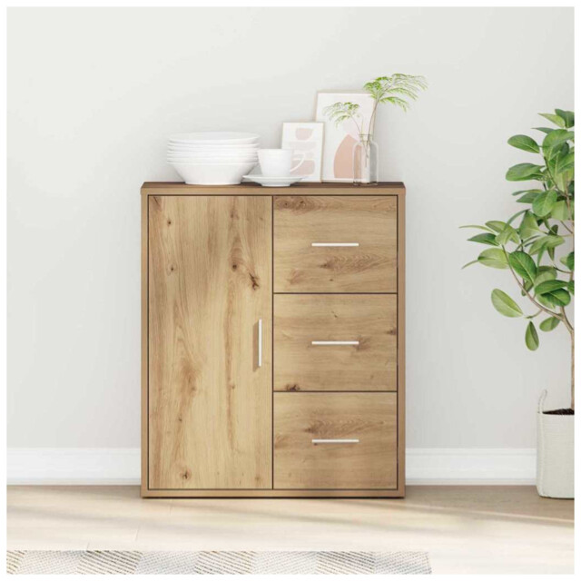 Sideboard Artisan Oak 60x31x70cm Engineered Wood 3 Drawers 1 Door
