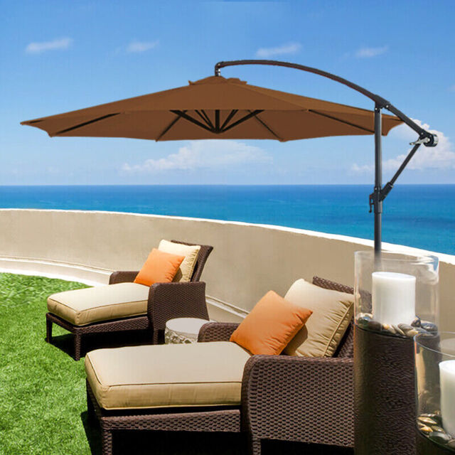 3m Garden Hanging Cantilever Banana Parasol Umbrella With Crank Tilt