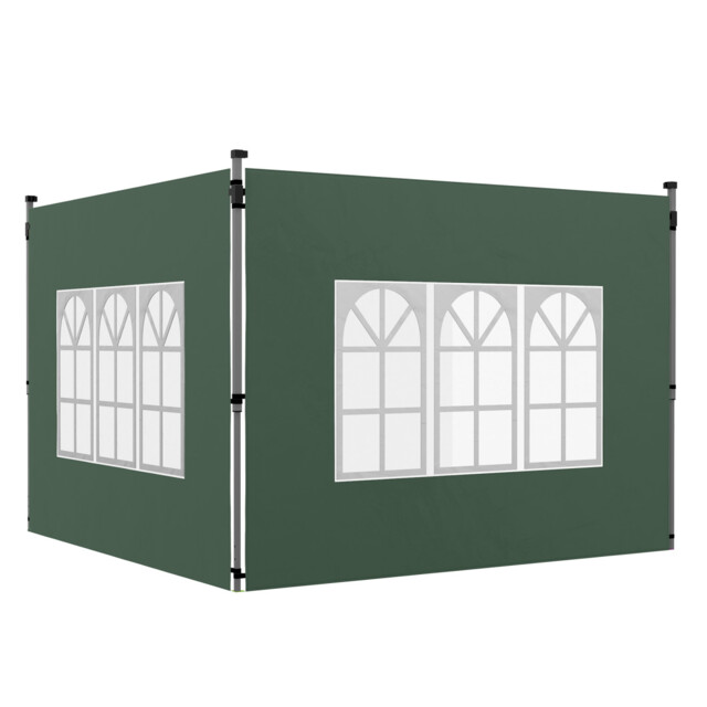 Gazebo Side Panel Green Oxford 295x195cm Plastic Window 2-pack Fits
