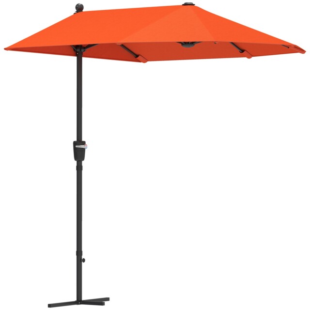 Half Garden Parasol Orange 200x190cm Polyester Steel Crank Double
