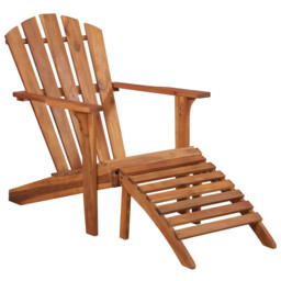 Garden Adirondack Chair With Footrest Solid Acacia Wood Vidaxl