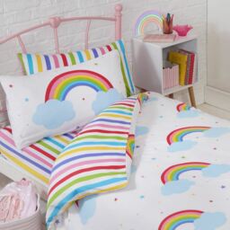Rainbow Sky Curtains / Fitted Sheet / Duvet Cover Set - Junior Single