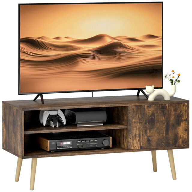 Homcom Tv Unit Cabinet For Tvs Up To 55inches With Cupboard Shelves -