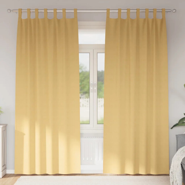 Curtains With Curtains 2 Pcs Beige Polyester Vidaxl