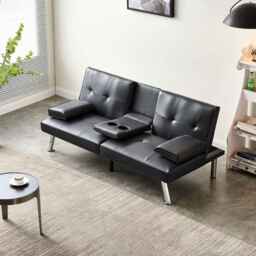 Sofa Bed Luxury Pu Leather Manhattan 3 Seater Chrome Legs Recliner