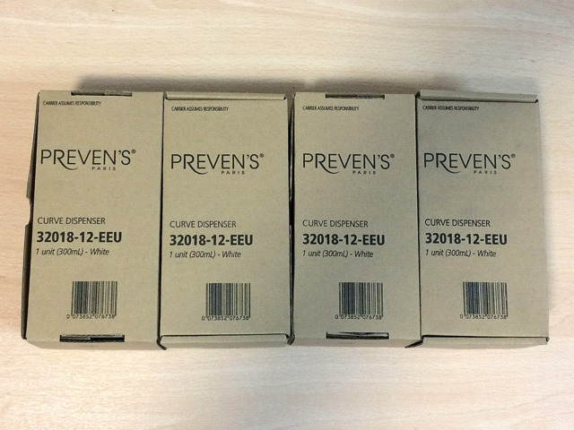 Job Lot Of 4 Preven’s Paris Curve Dispensers White 300ml -