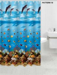 Shower Curtain 100% Polyester Fabric Modern Designer Washable + 12