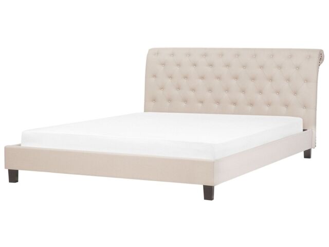 Fabric Eu Super King Size Bed Beige Reims