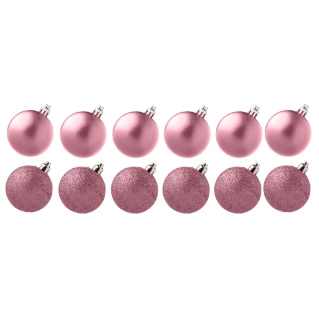 Christmas Pink Decoration Glitter / Plain Baubles Hearts Droplets