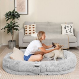 Costway Human Dog Bed Giant Human-sized Dog Bed Fits People Pets-grey
