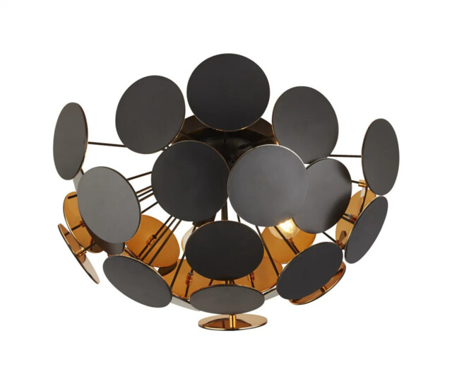 Ceiling Light Black Discus Gold Inner Semi Flush Chandelier
