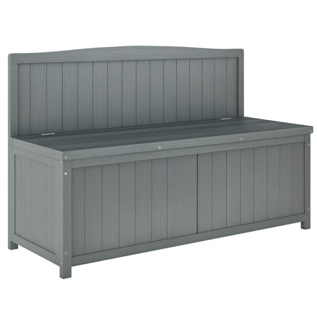 Outsunny Wood Storage Bench For Patio, Outdoor Garden Seating, Grey