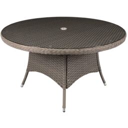 Round Garden Table, Dining, Glass Top, Chester Rattan Wicker, Ø135cm