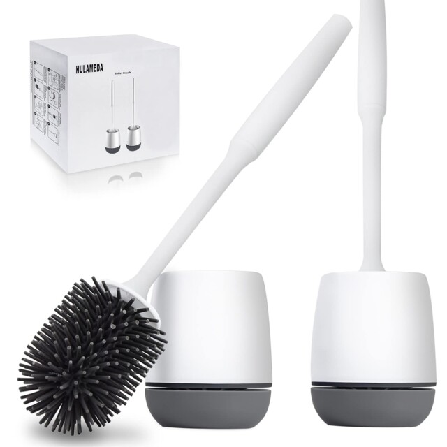 Hulameda Toilet Brush And Holder 2 Pack Silicone Toilet Cleaning Brush