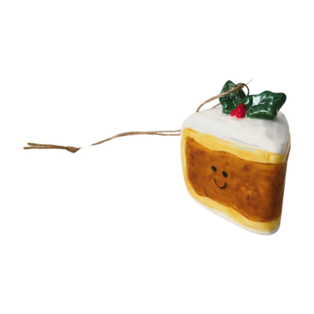 4.7cm Christmas Cake Tree Decoration - Christmas Giftware Smiley Face