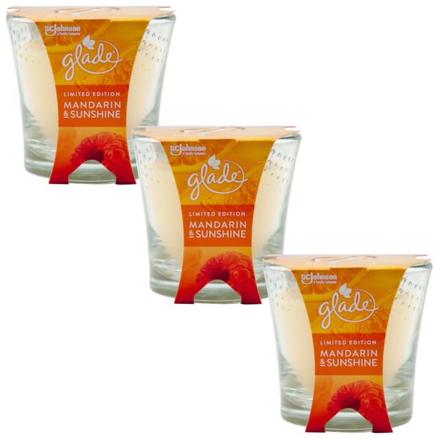 Glade Scented Candle Mandarin & Sunshine 3 X 129g Mandarin & Berries