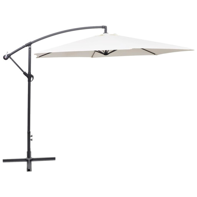 Cantilever Parasol Sand White 300cm Dia X 244cm H Fabric Uv Crank Tilt