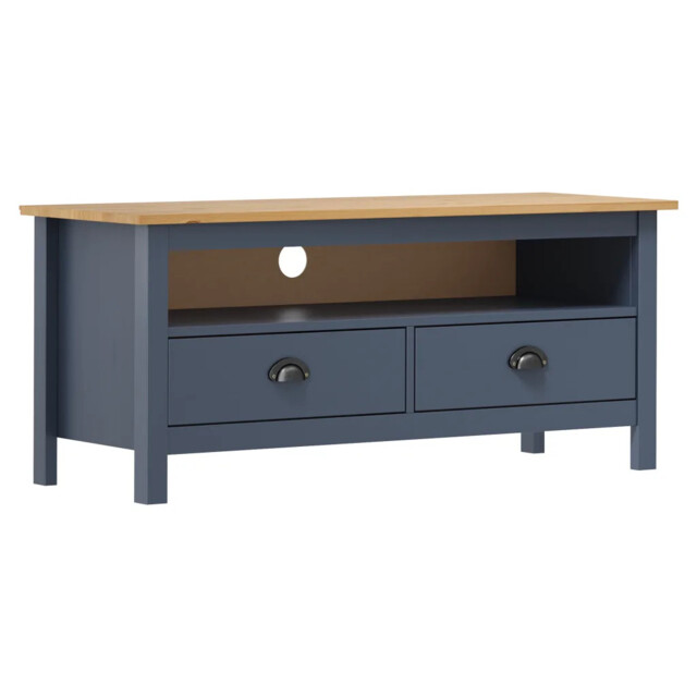 Tv Cabinet Hill Grey 110x40x47 Cm Solid Pine Wood Vidaxl
