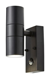 Outdoor Light Black Neso Double Spot Ip44 Pir Motion Sensor Coast