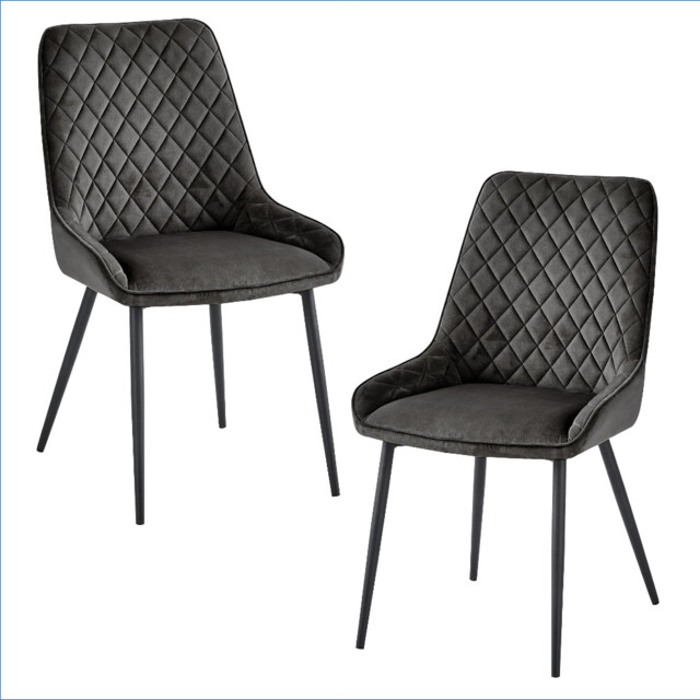 Gun Metal Grey Dining Chairs (x2) [signature Blue]