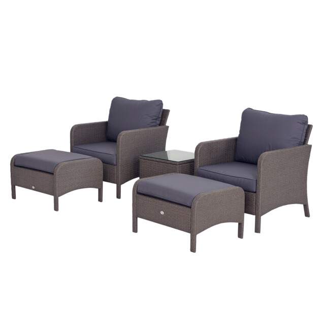 Outsunny 5 Pieces Outdoor Patio Furniture Set Wicker Conversation Set