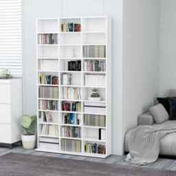 Cd Cabinet White 102x16x177.5 Cm Engineered Wood Vidaxl