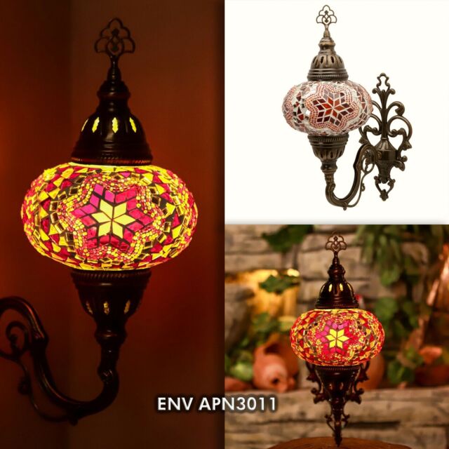 Turkish Moroccan Mosaic Tiffany Wall Sconce Lamp Light Large Globe 8