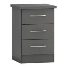 3d Effect Grey 3 Drawer Bedside Table Bedroom Furniture