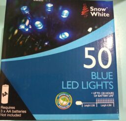 50 Battery Operated Blue Coloured Led Lights. Fairy Lights, Christmas