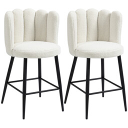 Homcom Bar Stools Set Of 2, Breakfast Barstools With Backs, Cream