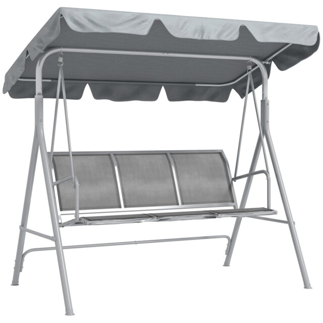 Outsunny Metal Swing Chair Garden Hammock 3 Seater Patio Bench With