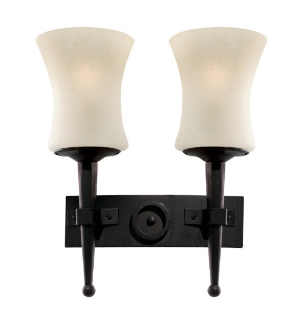 Wall Light Black Cartwheel Double Wrought Iron Searchlight 0812-2bk
