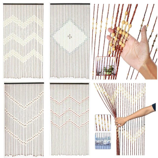 180 X 90cm Wooden Beaded Bamboo Door Curtain Sumer Blind Fly Mosquito