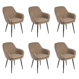 Set Of 6 Beige Faux Leather Dining Chairs - Logan Bun/log008/98169