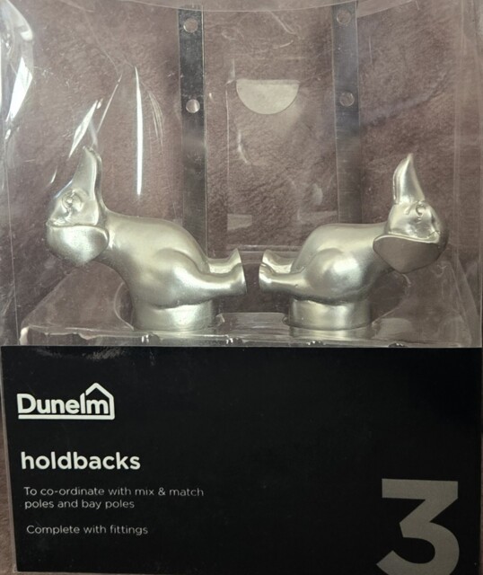 Dunelm Bertie Dog Set Of 2 Satin Steel Holdback