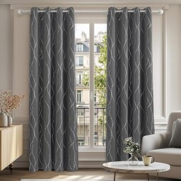 Deconovo Grey Curtains, Dotted Line Foil Printed Thermal Insulated
