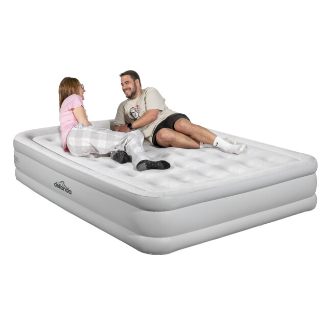 Dellonda Queen Inflatable High Raised Flocked Air Bed & Rapid-air