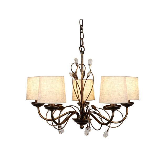 Searchlight 8055-5bg 5 Light Pendant Ceiling Light Crystals Shades