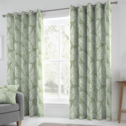 Fusion Matteo Botanical Palm Leaf Print 100% Cotton Eyelet Lined