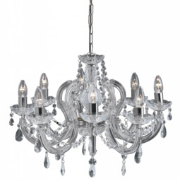 Ceiling Light Silver Marie Therese 8 Clear Crystal Searchlight 399-8