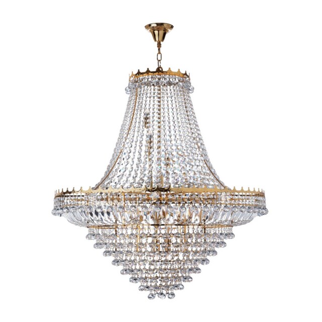 19 Lights Golden Finish Ceiling Pendant Light With Clear Crystal
