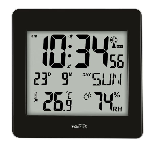 Youshiko Radio Controlled Wall Clock – Jumbo LCD With Temperature & Humidity Display 10 thumbnail image