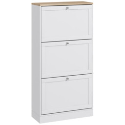 Slim White Shoe Cabinet 3 Flip Drawers Storage Unit Holds Up To 18