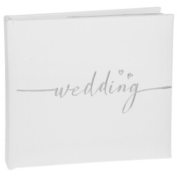 "Wedding Day White Photo Album With Silver Script - Large 4""x6"""