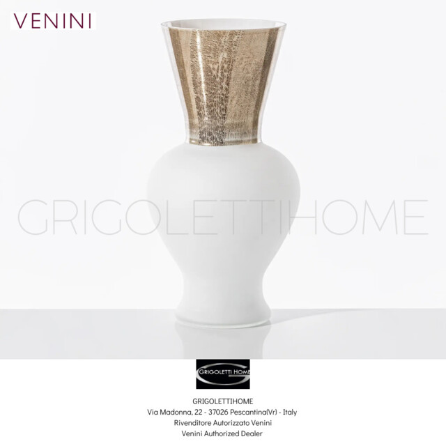 Venini - White Milk King Vase H 38 Cm/in 14.96 - Cod. 515.14 -