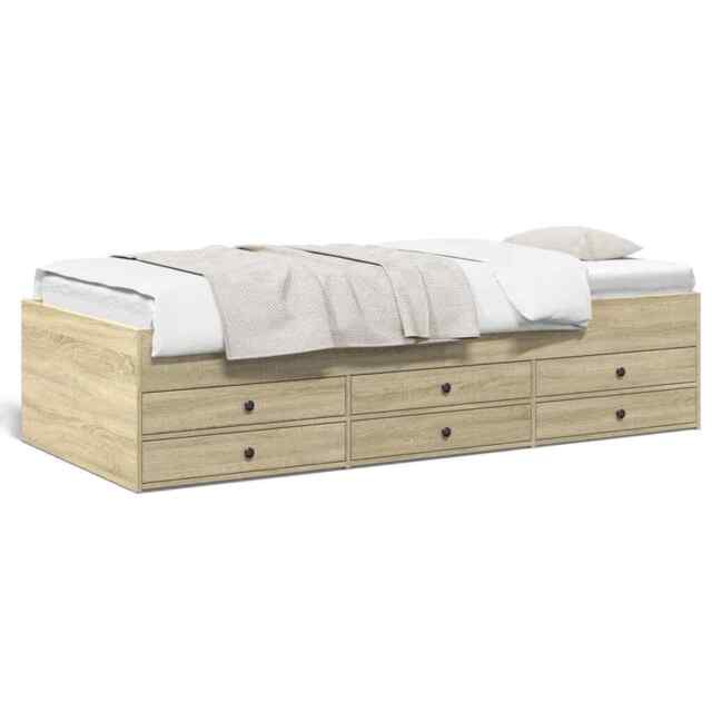 Daybed With Drawers Sonoma Oak 90x200 Cm Engineered Wood Vidaxl
