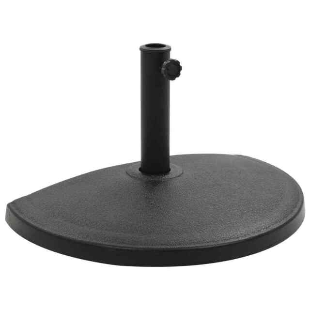 Parasol Base Half Round Polyresin 15 Kg Black Vidaxl