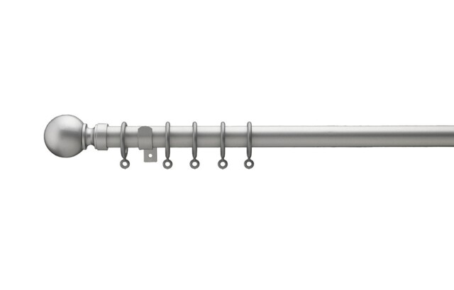 Extendable Curtain Pole Silver , 120-210cm Ball Finial Lightweight